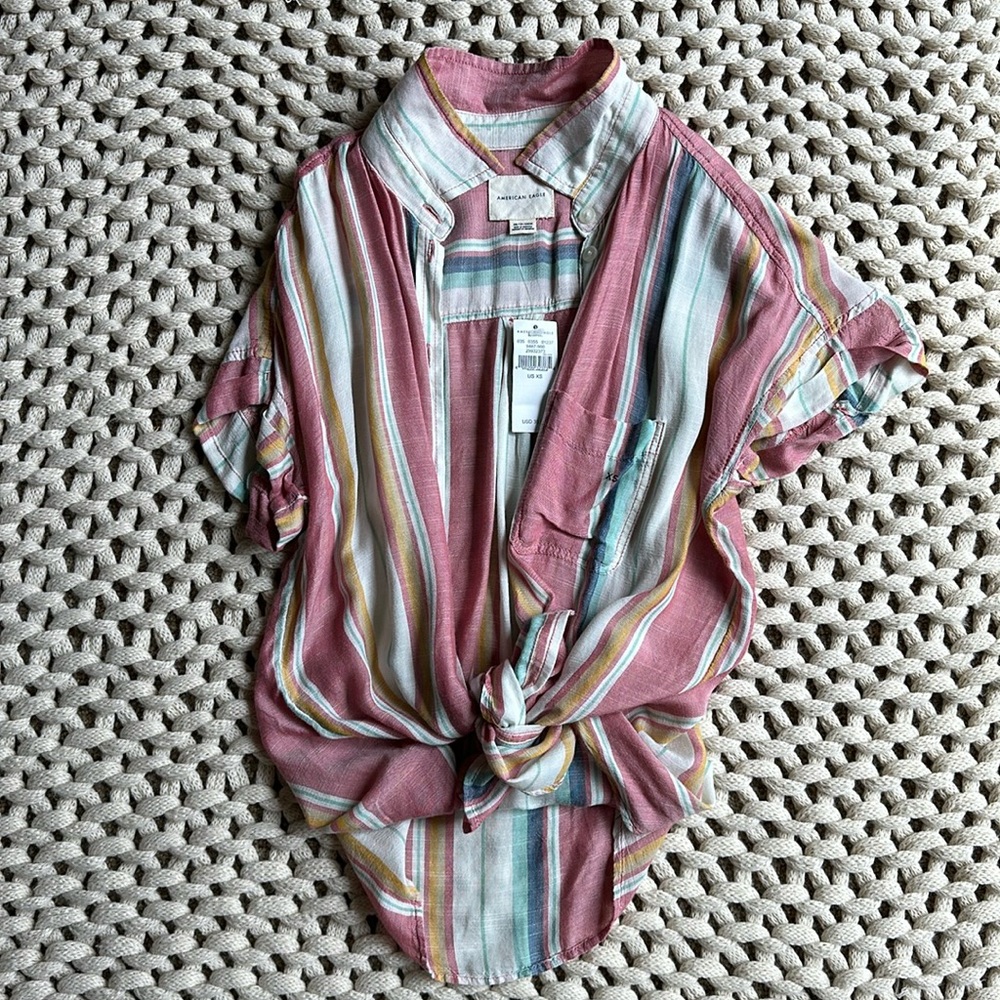 AMERICAN EAGLE RELAXED BUTTON UP- XS